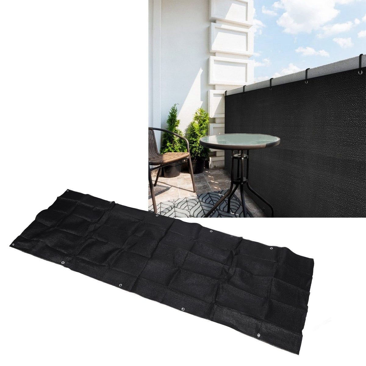 Balcony Privacy Screen Fence Cover HDPE UV Protection Privacy Screen Fence for Deck Patio Backyard Outdoor Pool Black