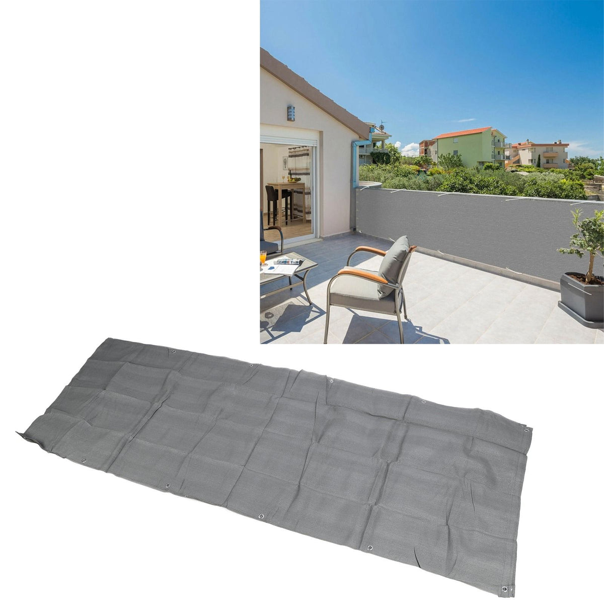 Balcony Privacy Screen Fence Cover HDPE UV Protection Privacy Screen Fence for Deck Patio Backyard Outdoor Pool Light Gray