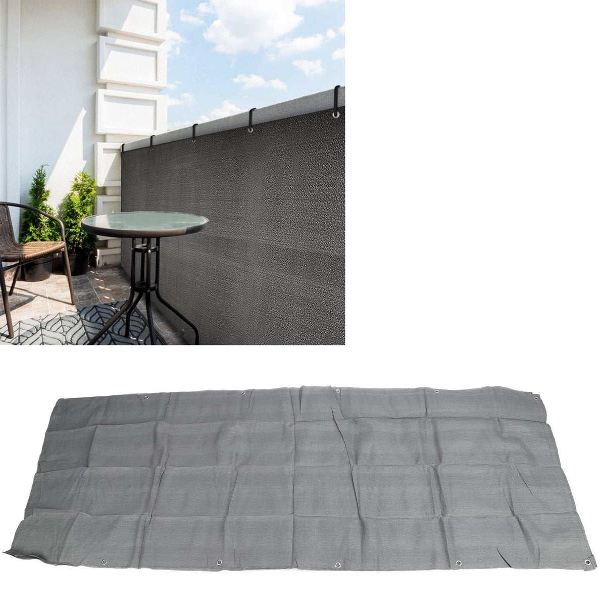 Balcony Privacy Screen Fence Cover HDPE UV Protection Privacy Screen Fence for Deck Patio Backyard Outdoor Pool Light Gray