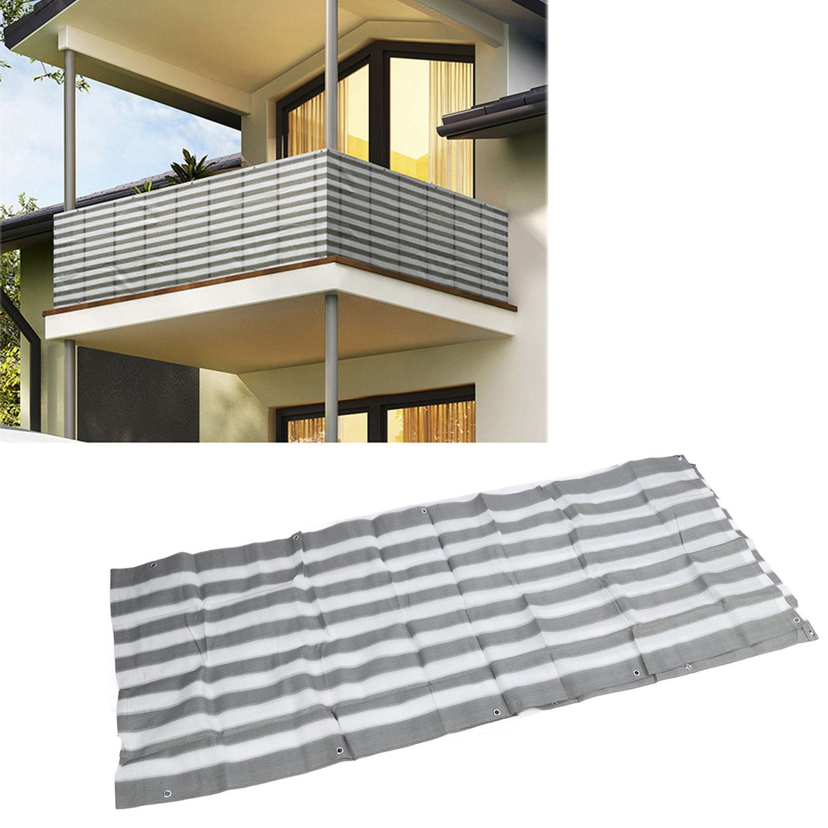 Balcony Privacy Screen Fence Cover HDPE UV Protection Privacy Screen Fence for Deck Patio Backyard Outdoor Pool Greyish White
