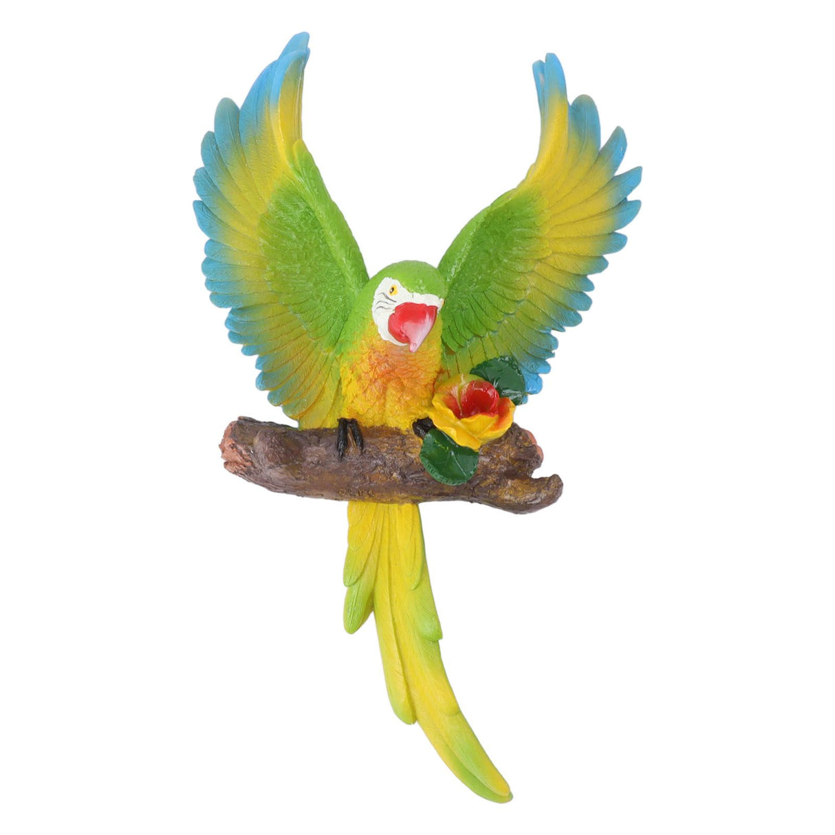 Parrot Wall Decoration Resin Vivid Flapping Hanging Parrot Statue Bird Ornament for Garden Patio Lawn Yard Green