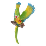Parrot Wall Decoration Resin Vivid Flapping Hanging Parrot Statue Bird Ornament for Garden Patio Lawn Yard Green