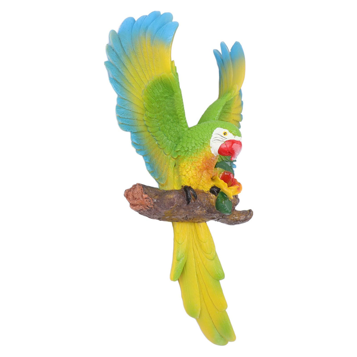 Parrot Wall Decoration Resin Vivid Flapping Hanging Parrot Statue Bird Ornament for Garden Patio Lawn Yard Green