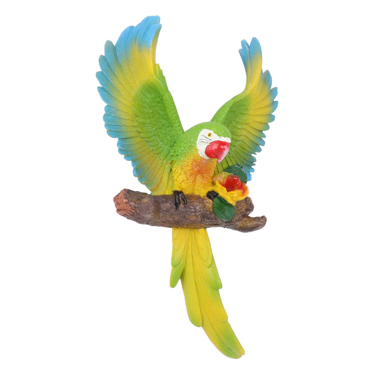 Parrot Wall Decoration Resin Vivid Flapping Hanging Parrot Statue Bird Ornament for Garden Patio Lawn Yard Green