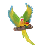 Parrot Wall Decoration Resin Vivid Flapping Hanging Parrot Statue Bird Ornament for Garden Patio Lawn Yard Green
