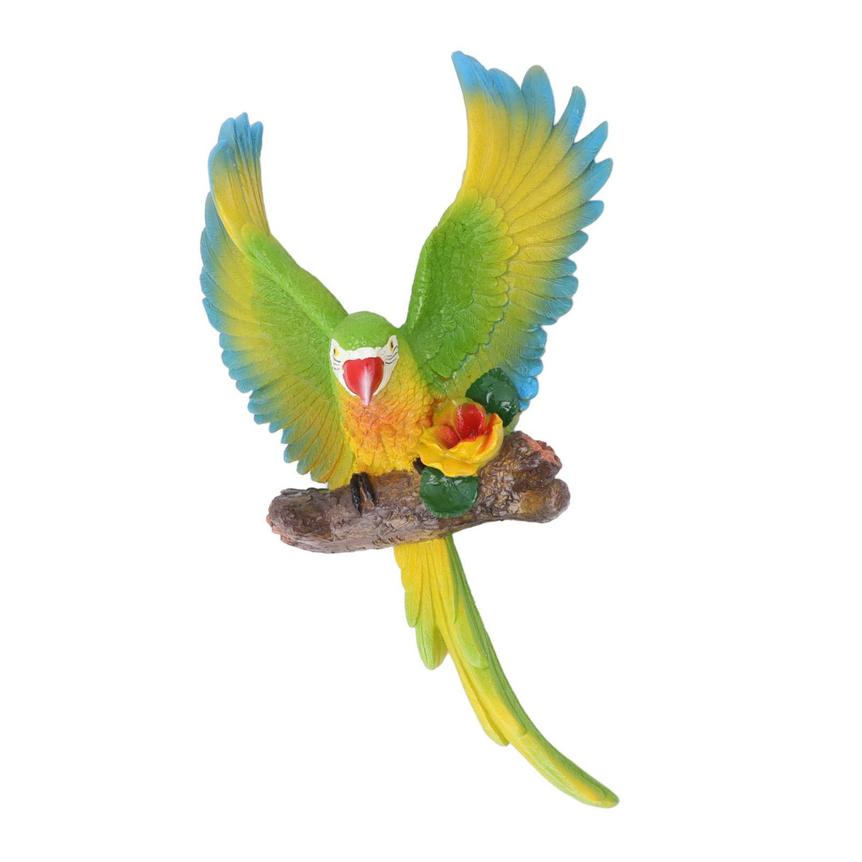 Parrot Wall Decoration Resin Vivid Flapping Hanging Parrot Statue Bird Ornament for Garden Patio Lawn Yard Green
