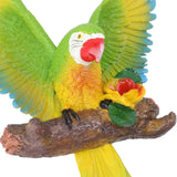 Parrot Wall Decoration Resin Vivid Flapping Hanging Parrot Statue Bird Ornament for Garden Patio Lawn Yard Green