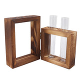 Plant Propagation Station Wooden Stand with 2 Glass Test Tubes Wooden Frame Glass Hydroponic Test Tube Vase Flower Pot Table Ornament for Water Planting Flower
