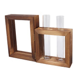 Plant Propagation Station Wooden Stand with 2 Glass Test Tubes Wooden Frame Glass Hydroponic Test Tube Vase Flower Pot Table Ornament for Water Planting Flower