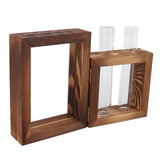 Plant Propagation Station Wooden Stand with 2 Glass Test Tubes Wooden Frame Glass Hydroponic Test Tube Vase Flower Pot Table Ornament for Water Planting Flower - Low Angle