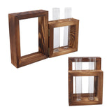 Plant Propagation Station Wooden Stand with 2 Glass Test Tubes Wooden Frame Glass Hydroponic Test Tube Vase Flower Pot Table Ornament for Water Planting Flower