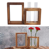 Plant Propagation Station Wooden Stand with 2 Glass Test Tubes Wooden Frame Glass Hydroponic Test Tube Vase Flower Pot Table Ornament for Water Planting Flower