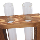 Plant Propagation Station Wooden Stand with 2 Glass Test Tubes Wooden Frame Glass Hydroponic Test Tube Vase Flower Pot Table Ornament for Water Planting Flower - Extra Image