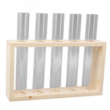 5 Test Tube Plant Terrarium Transparent Observe Growth Status Water Plant Holder with Wooden Stand for Herbs Log