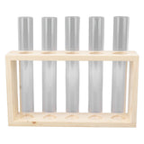 5 Test Tube Plant Terrarium Transparent Observe Growth Status Water Plant Holder with Wooden Stand for Herbs Log