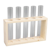 5 Test Tube Plant Terrarium Transparent Observe Growth Status Water Plant Holder with Wooden Stand for Herbs Log - 45-Degree Angle