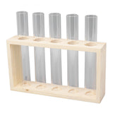5 Test Tube Plant Terrarium Transparent Observe Growth Status Water Plant Holder with Wooden Stand for Herbs Log - Close-Up Angle