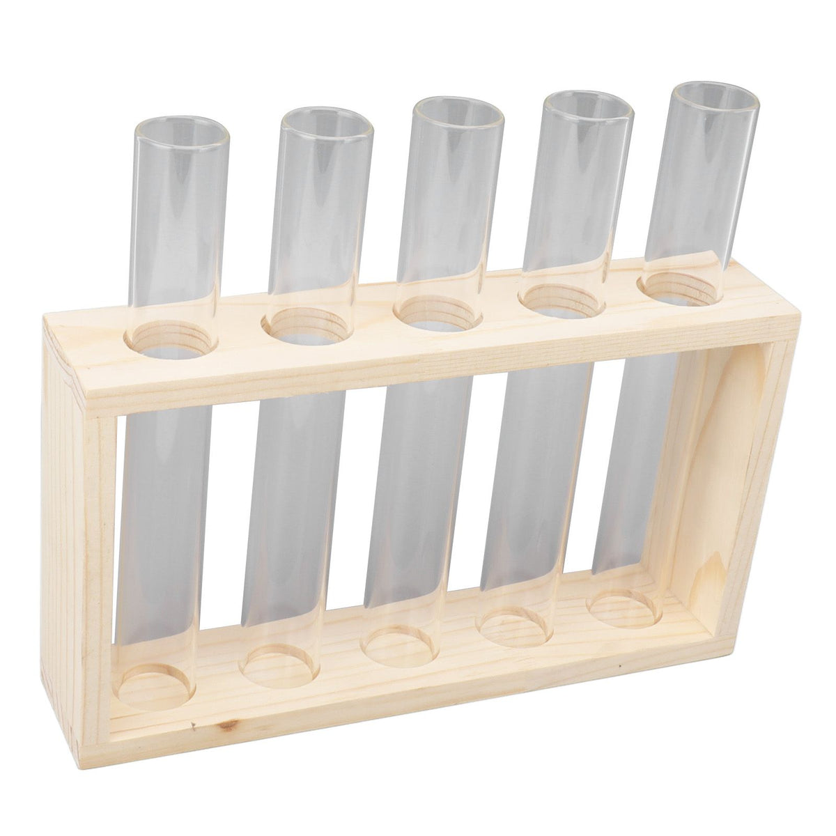 5 Test Tube Plant Terrarium Transparent Observe Growth Status Water Plant Holder with Wooden Stand for Herbs Log