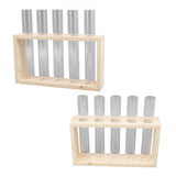 5 Test Tube Plant Terrarium Transparent Observe Growth Status Water Plant Holder with Wooden Stand for Herbs Log - Extra Image