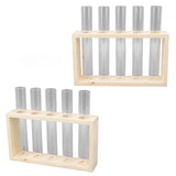 5 Test Tube Plant Terrarium Transparent Observe Growth Status Water Plant Holder with Wooden Stand for Herbs Log
