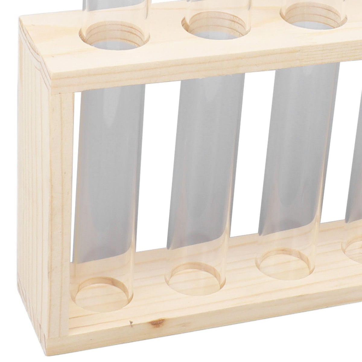 5 Test Tube Plant Terrarium Transparent Observe Growth Status Water Plant Holder with Wooden Stand for Herbs Log