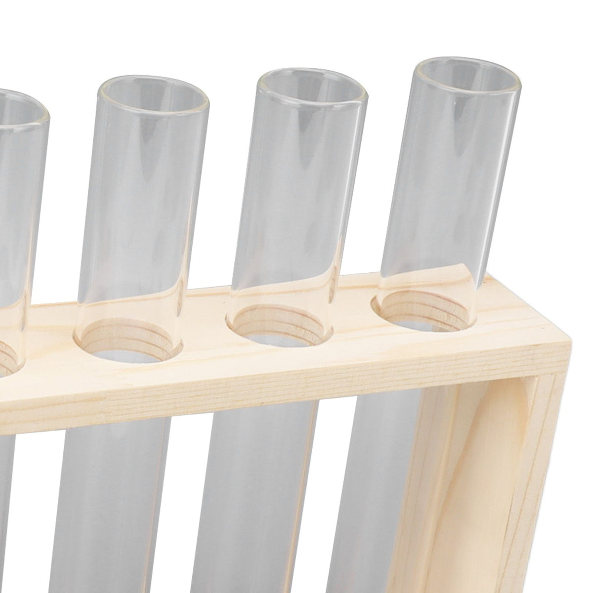 5 Test Tube Plant Terrarium Transparent Observe Growth Status Water Plant Holder with Wooden Stand for Herbs Log