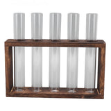5 Test Tube Plant Terrarium Transparent Observe Growth Status Water Plant Holder with Wooden Stand for Herbs Carbon Color
