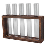 5 Test Tube Plant Terrarium Transparent Observe Growth Status Water Plant Holder with Wooden Stand for Herbs Carbon Color