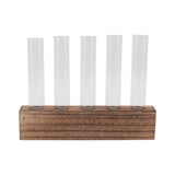 Glass Plant Propagation Station Plant Propagation Tubes Desktop Plant Terrarium With Wooden Stand Mini Test Tube Home Decor 5 Tubes - Front View