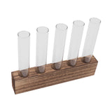 Glass Plant Propagation Station Plant Propagation Tubes Desktop Plant Terrarium With Wooden Stand Mini Test Tube Home Decor 5 Tubes - Low Angle