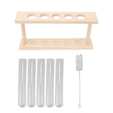 5 Test Tube Plant Terrarium Transparent Observe Growth State Plant Terrarium with Wooden Stand Water Plant Holder