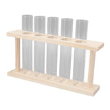 5 Test Tube Plant Terrarium Transparent Observe Growth State Plant Terrarium with Wooden Stand Water Plant Holder
