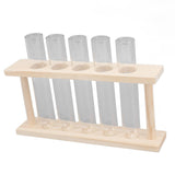 5 Test Tube Plant Terrarium Transparent Observe Growth State Plant Terrarium with Wooden Stand Water Plant Holder