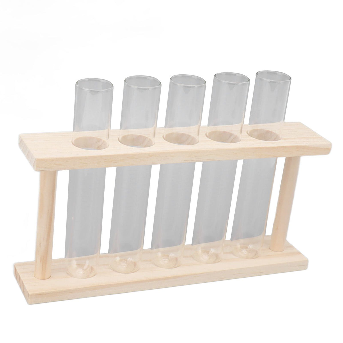 5 Test Tube Plant Terrarium Transparent Observe Growth State Plant Terrarium with Wooden Stand Water Plant Holder