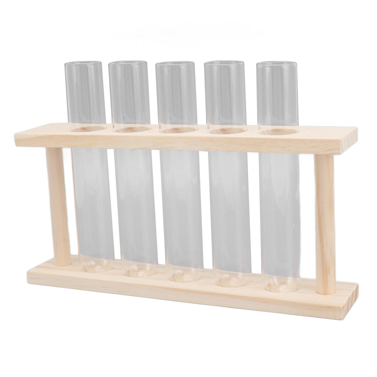 5 Test Tube Plant Terrarium Transparent Observe Growth State Plant Terrarium with Wooden Stand Water Plant Holder