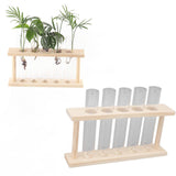 5 Test Tube Plant Terrarium Transparent Observe Growth State Plant Terrarium with Wooden Stand Water Plant Holder - Extra Image