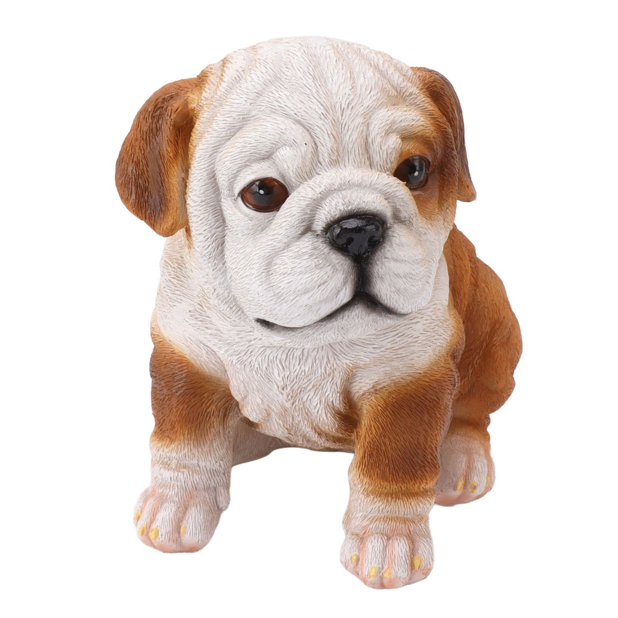 English Bulldog Puppy Statue Lifelike Resin Bulldog Sculpture for Garden Lawn Porch Decoration Sitting Bulldog