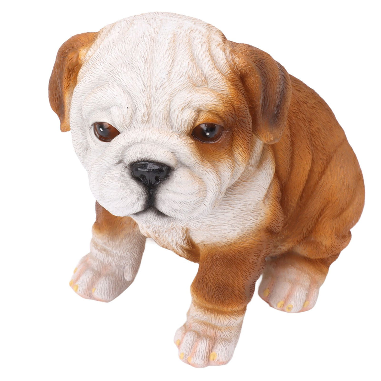 English Bulldog Puppy Statue Lifelike Resin Bulldog Sculpture for Garden Lawn Porch Decoration Sitting Bulldog