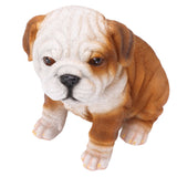 English Bulldog Puppy Statue Lifelike Resin Bulldog Sculpture for Garden Lawn Porch Decoration Sitting Bulldog