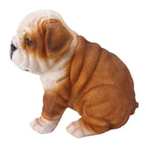English Bulldog Puppy Statue Lifelike Resin Bulldog Sculpture for Garden Lawn Porch Decoration Sitting Bulldog - Rear View