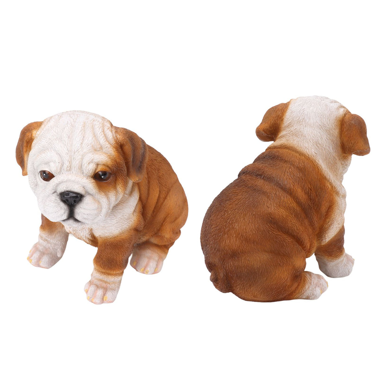 English Bulldog Puppy Statue Lifelike Resin Bulldog Sculpture for Garden Lawn Porch Decoration Sitting Bulldog