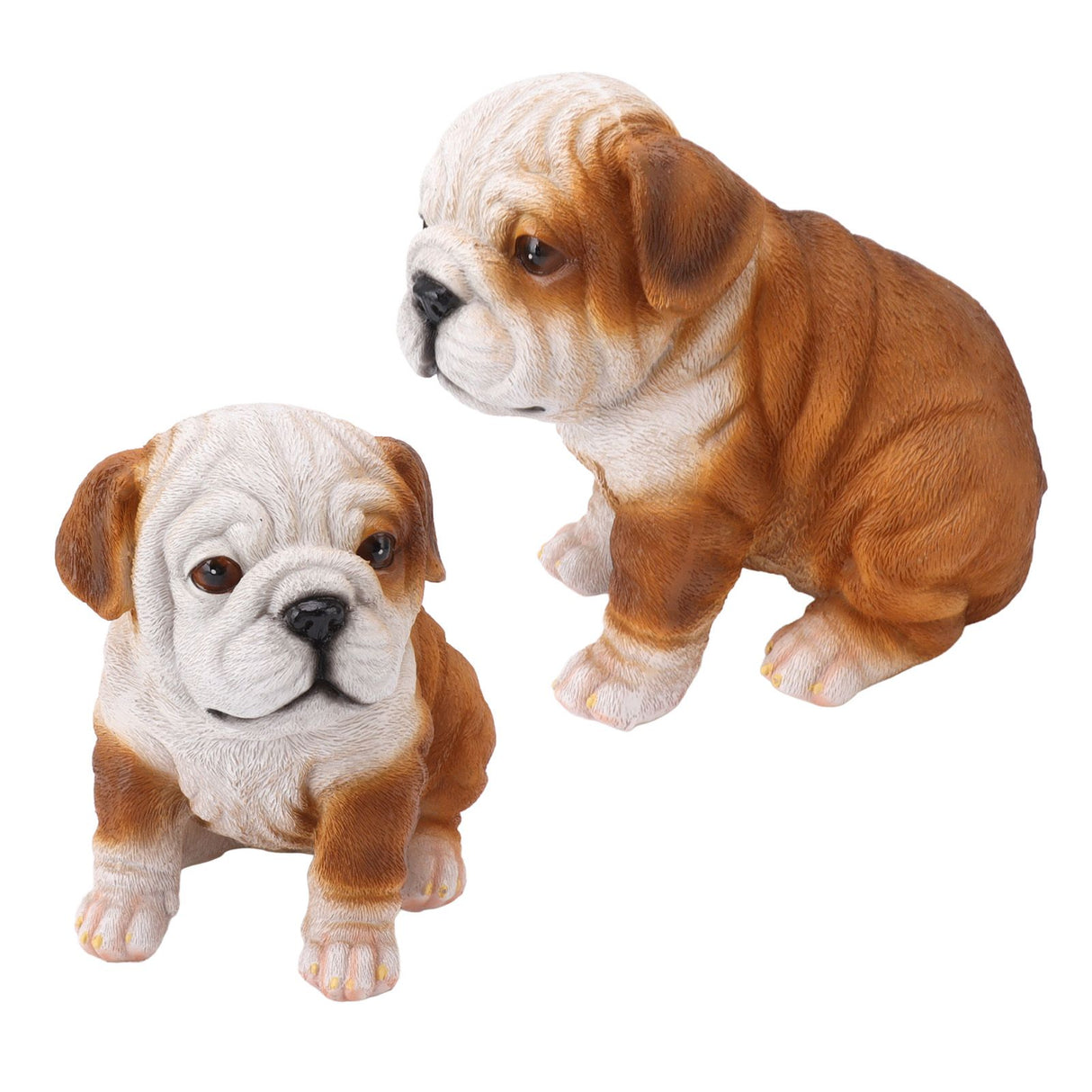 English Bulldog Puppy Statue Lifelike Resin Bulldog Sculpture for Garden Lawn Porch Decoration Sitting Bulldog