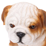 English Bulldog Puppy Statue Lifelike Resin Bulldog Sculpture for Garden Lawn Porch Decoration Sitting Bulldog - Extra Image