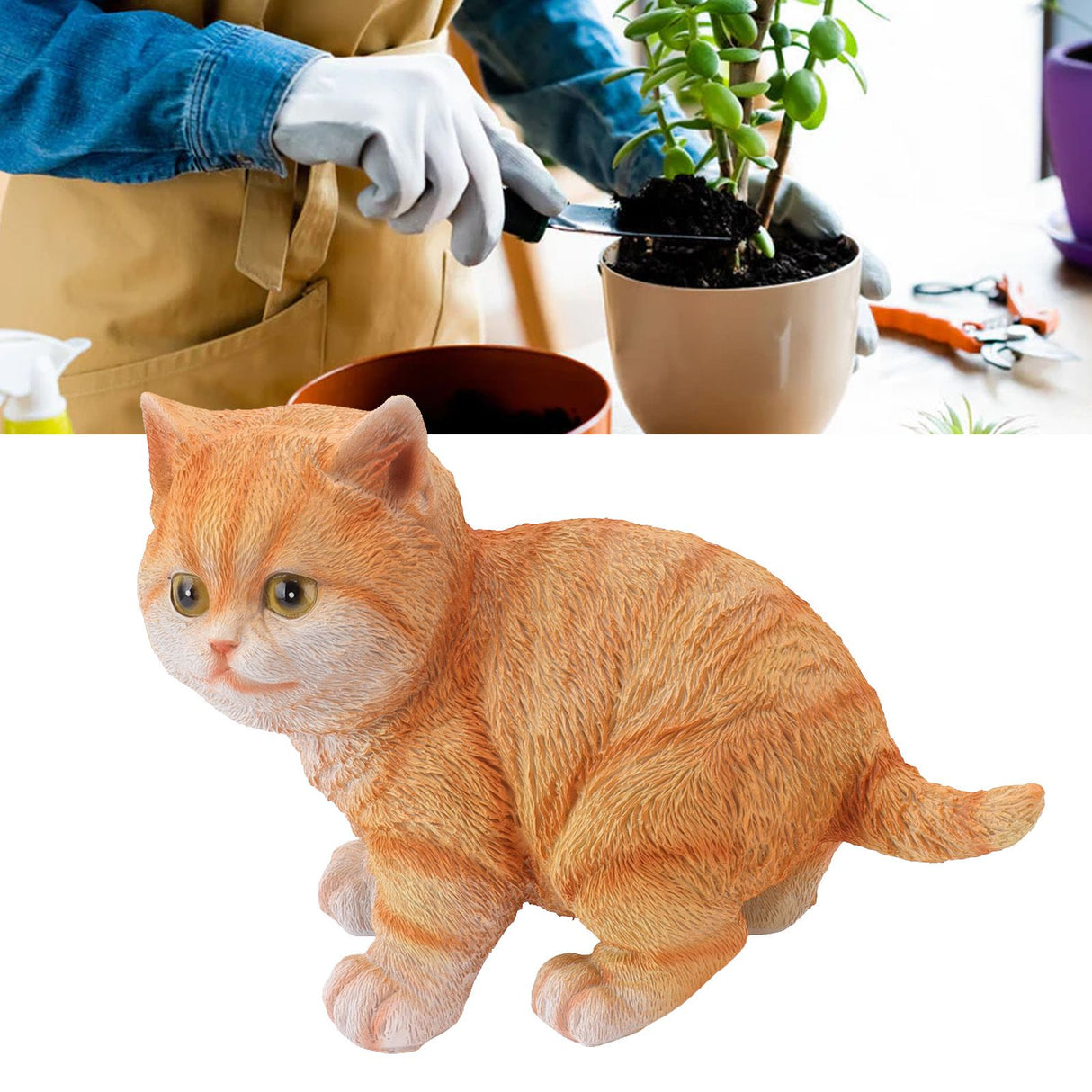 Outdoor Garden Decor Cat Statues Kitten Ornaments Gardening Decorations Gardening Kitten Sculpture