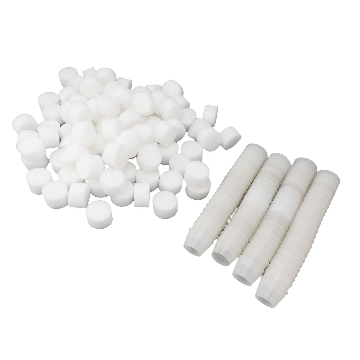 100PCS Net Cups with 100PCS Sponges Plastic Breathable Bottomless Garden Plant Net Pot Bucket Basket for Hydroponics White