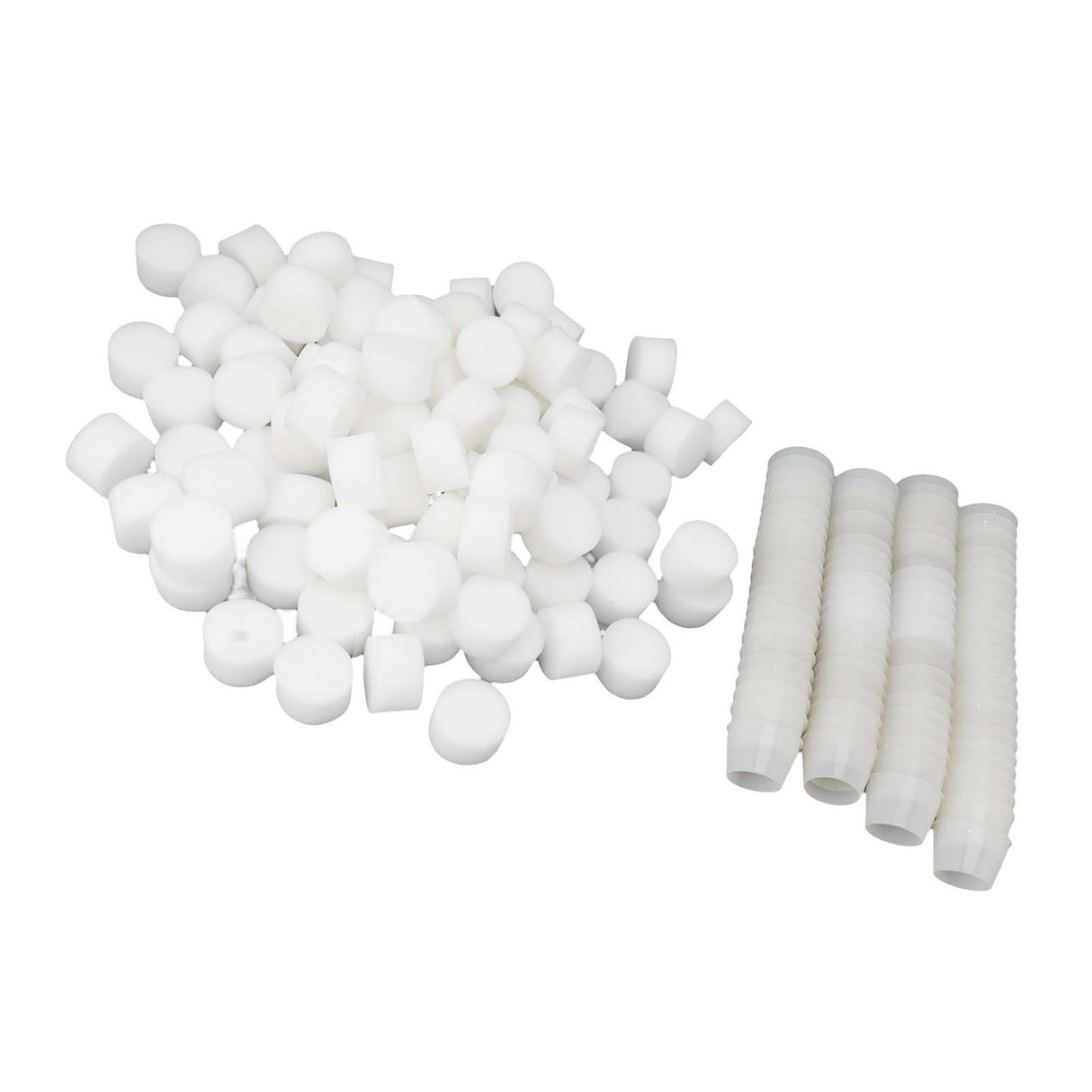 100PCS Net Cups with 100PCS Sponges Plastic Breathable Bottomless Garden Plant Net Pot Bucket Basket for Hydroponics White