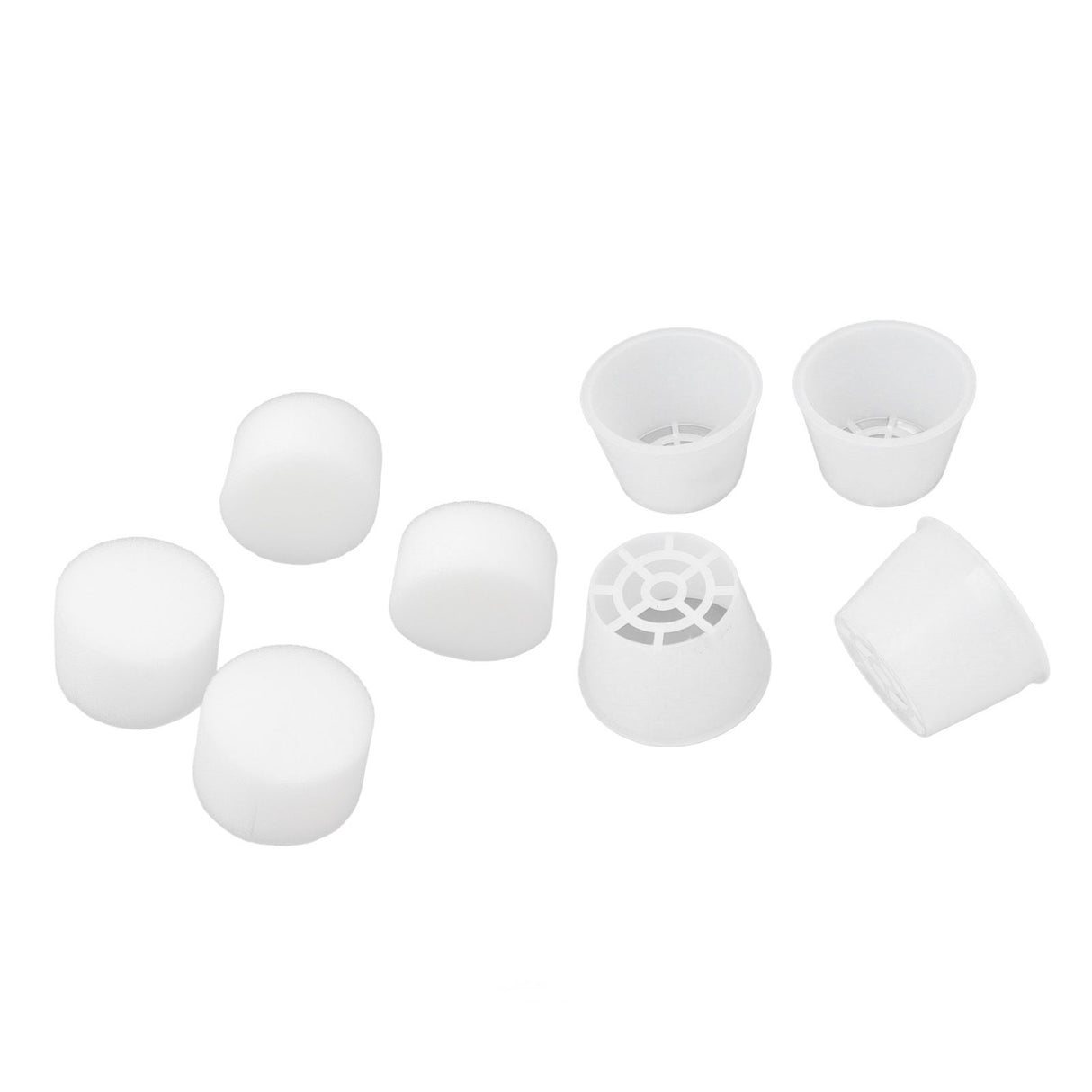100 Set Hydroponic Grow Baskets Sponges Circular Planting Baskets Plant Growth Sponges White