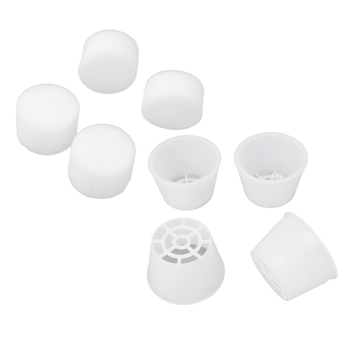 100 Set Hydroponic Grow Baskets Sponges Circular Planting Baskets Plant Growth Sponges White