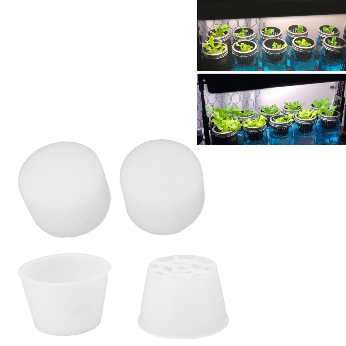 100 Set Hydroponic Grow Baskets Sponges Circular Planting Baskets Plant Growth Sponges White