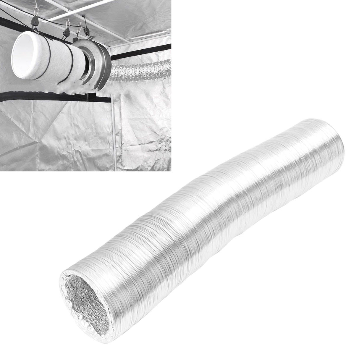 Vent Hose 4 Inch Flexible Double Sided Aluminum Foil Duct Ventilation Pipe 4 Layer Protection Leakage Proof Air Ducting 5m/196.9in
